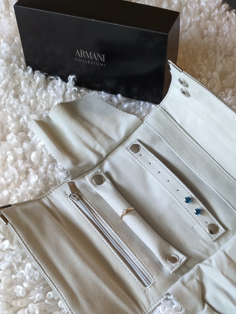 Armani Collezioni Cream Travel Jewelry Organizer